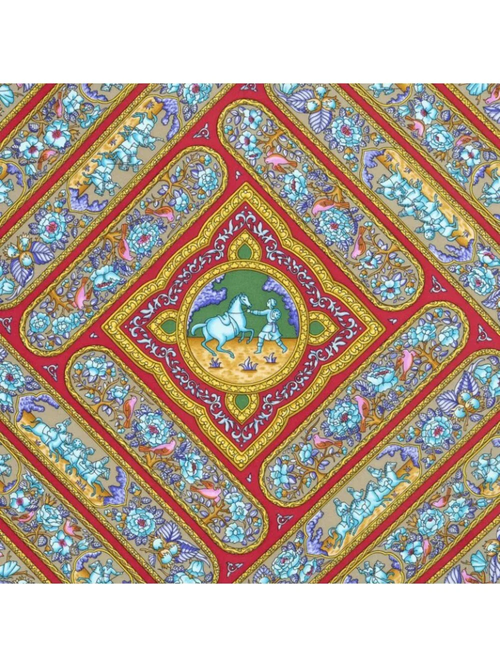 Hermes Scarf Navy Red 100% Gold Twill Silk